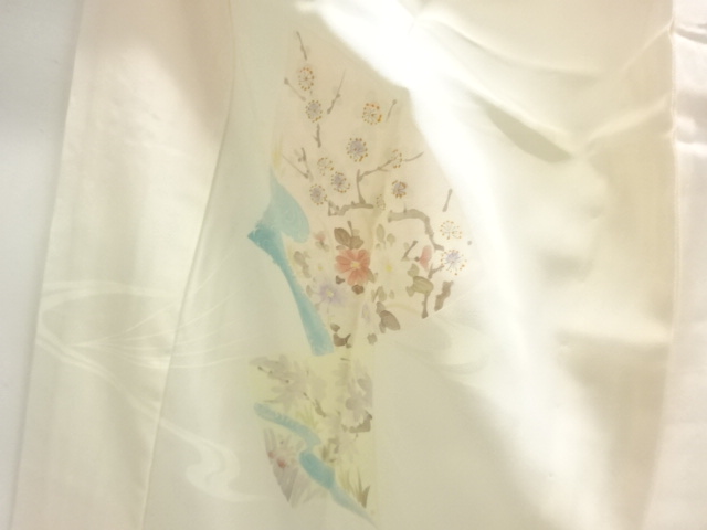  未使用品　扇に桜・菊模様単衣長襦袢